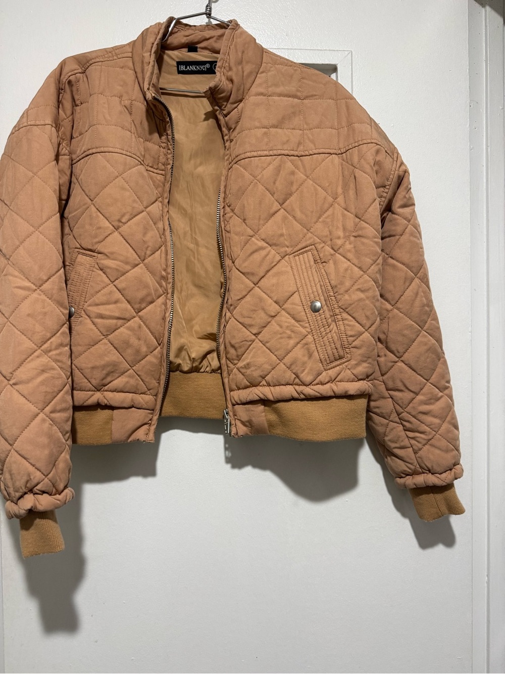Blank NYC Quilted Bomber Jacket - Camel/Tan